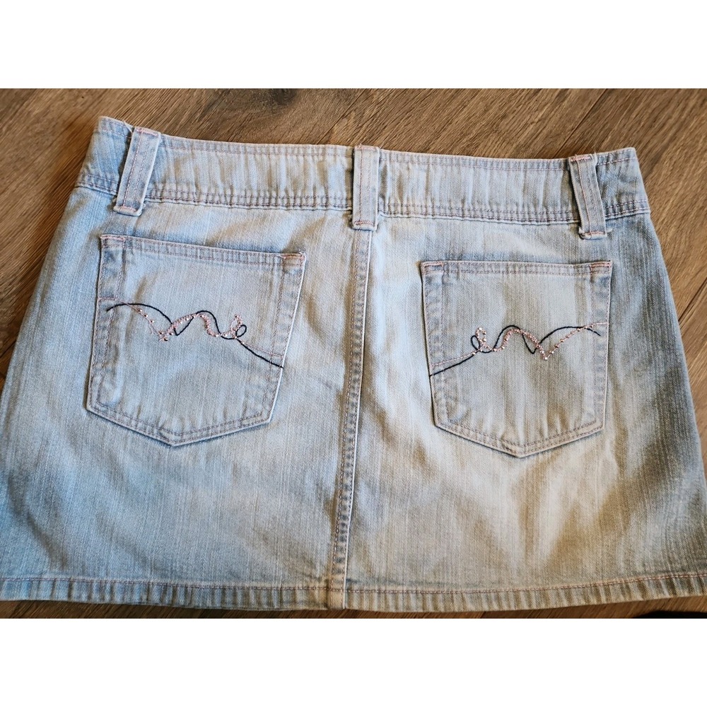 Vintage LEI Low Rise Denim Micro Mini Jean Skirt Juniors 11 Grunge Indie 90s Y2K